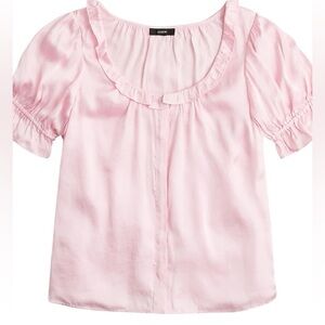 J.Crew Ruffle Featherweight Satin Scoopneck Blouse Top Sz S